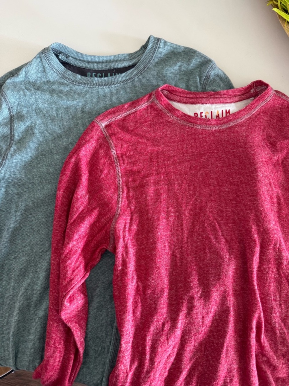 Men’s Reclaim Long-Sleeve Crew Tees Red and Green